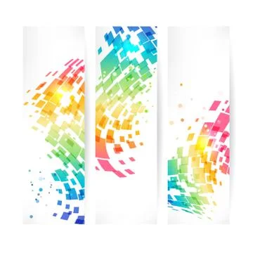 Abstract multicolored geometric background, set of banners Stock Illustration
