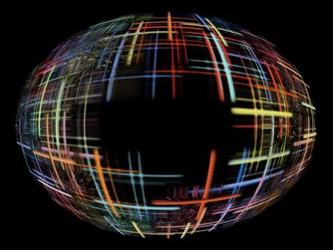 Abstract multicolored globe shape on black background with empty space inside イラスト素材