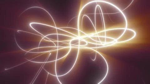 Abstract multicolored glowing bright magical energy lines on a black backgrou Illustrazione stock