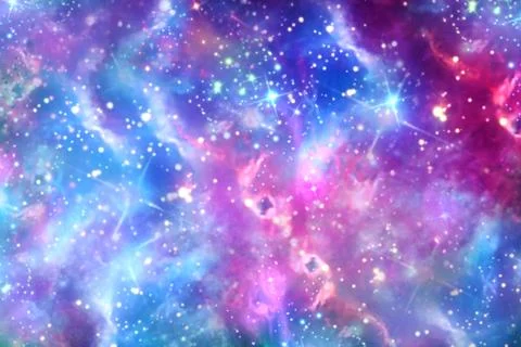 Abstract Multicolored Glowing Galaxy in Space Background Stock Photos