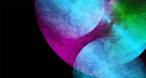 Abstract multicolored glowing grunge circles with glossy surface texture Stock Illustration
