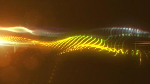Abstract multicolored glowing waves from particles and dots energy magical fu イラスト素材