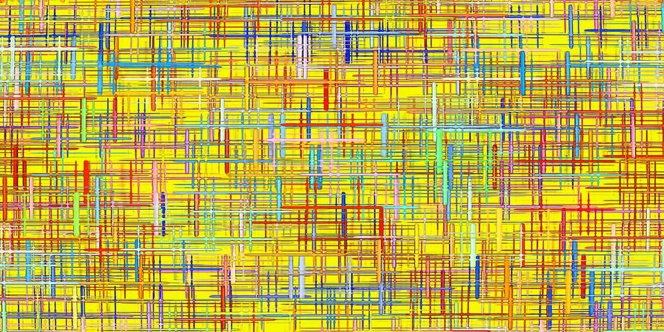 Abstract multicolored grid and checkered pattern on orange background. 스톡 일러스트