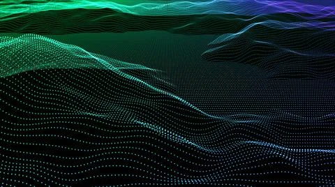 Abstract multicolored landscape wave background. Technology big data backgrou Stock Illustration