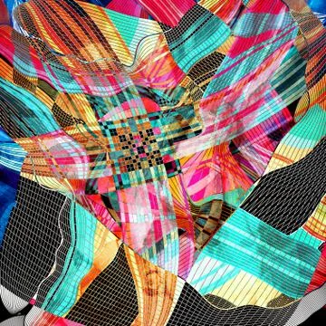 Abstract multicolored linear waves background Stock Illustration