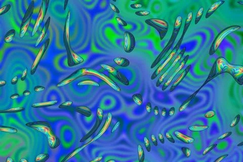 Abstract multicolored liquid background with bubbles Illustrazione stock