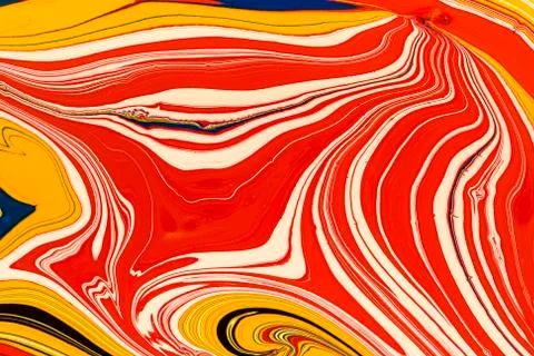 Abstract multicolored liquid solution surface macro close up from above Stock Photos