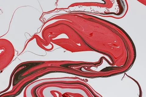 Abstract multicolored liquid solution surface macro close up from above Stock Photos