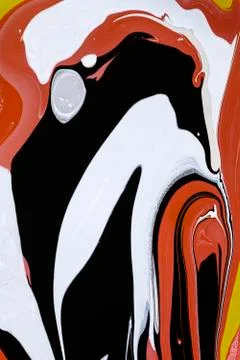 Abstract multicolored liquid solution surface macro close up from above Stock Photos