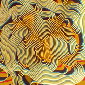 Abstract multicolored maze with iridescent texture. 3d rendering illustration Stock Illustration