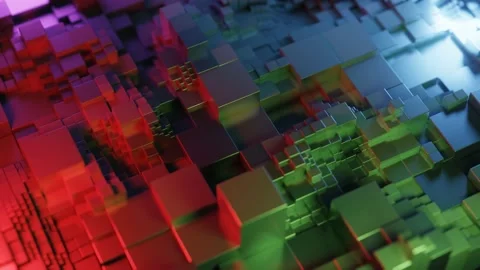 Abstract multicolored metallic cubes background pattern wall. Loop animation. Stock Footage 158997174