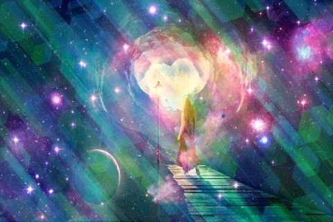 Abstract Multicolored Mirror Effect On A Digital Abstract Woman Exploring Gal Stock Illustration