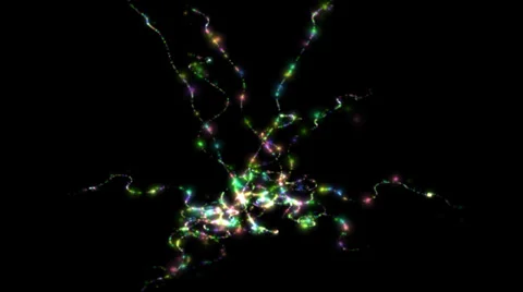 Abstract multicolored particles moving along trajectories Stock Footage 35752650