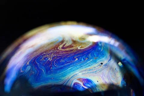 Abstract multicolored pattern, chaotic texture inside of the soap bubble, ... Stock Photos