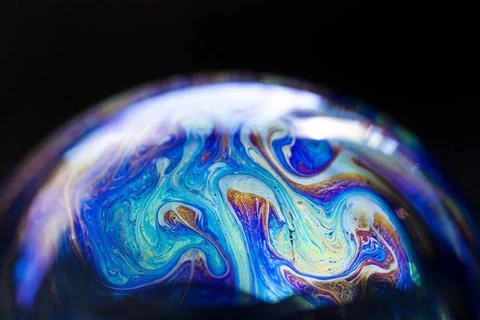 Abstract multicolored pattern, chaotic texture inside of the soap bubble, ... Foto stock