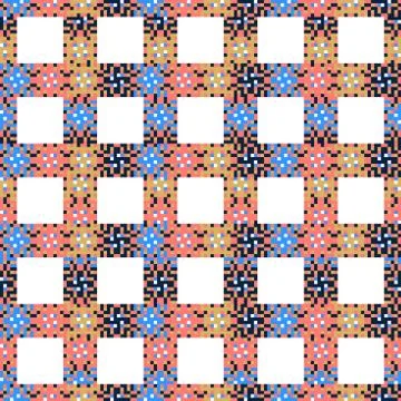 Abstract multicolored pixels squares textured background. Seamless vector pat 스톡 일러스트