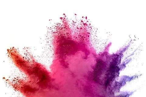 Abstract multicolored powder splash on white background.Freeze motion of co.. Stock Illustration