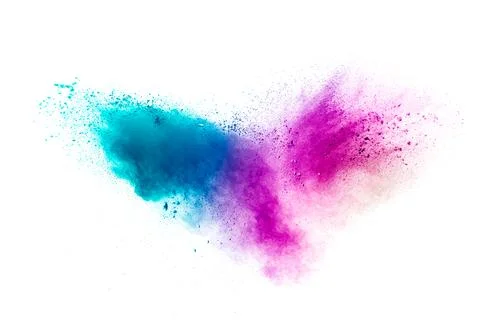 Abstract multicolored powder splash on white background.Freeze motion of co.. Stock Illustration