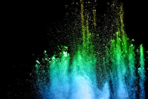 Abstract multicolored powder splatted on black background Stock Illustration