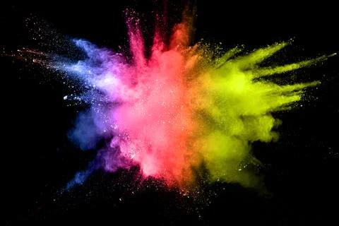 Abstract multicolored powder splatted Stock Photos