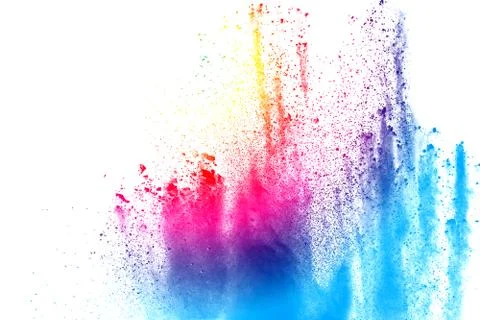 Abstract multicolored powder splatted on white background 스톡 일러스트