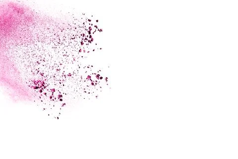 Abstract multicolored powder splatted on white background. Stock Photos