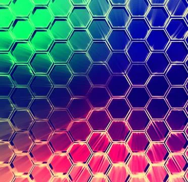 Abstract multicolored shining hexagons background Stock Illustration