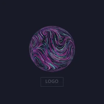 Abstract multicolored sphere with curled texture. Stock Illustration