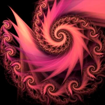Abstract multicolored spiral on black background. Computer-generated fractal  Stock Illustration