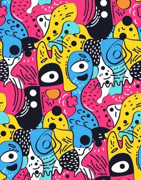 Abstract Multicolored Spots Seamless Pattern Stock Illustration