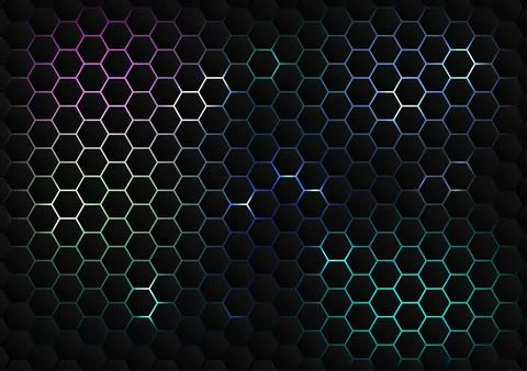 Abstract multicolored technology background and hive pattern. Stock Illustration