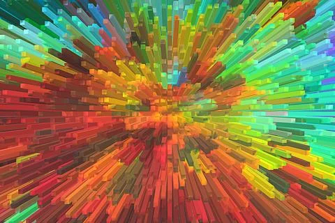 Abstract multicolored technology background with cubes up, extrusion Illustrazione stock