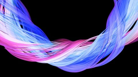 Abstract multicolored transparent ribbons move around on a black background Stock Footage 121316971
