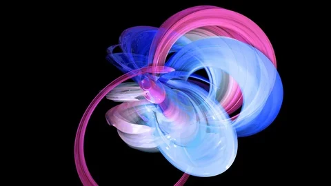 Abstract multicolored transparent ribbons move around on a black background Stock Footage 121317155