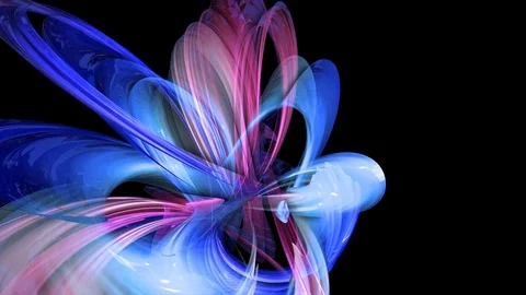 Abstract multicolored transparent ribbons move around on a black background Stock Footage 121317164