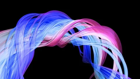 Abstract multicolored transparent ribbons move around on a black background Stock Footage 121317538