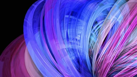 Abstract multicolored transparent ribbons move around on a black background Stock Footage 130229548