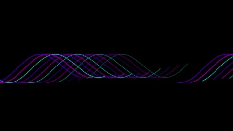 Abstract Multicolored Wavy Lines Animation on Black Background Stock Footage 341954789