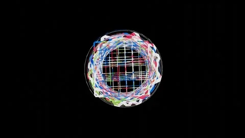 Abstract multicolored wireframe figure twists and untwists on black background.  Video stock 306282589