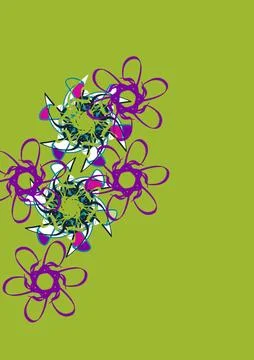 Abstract Multicoloured Floral Pattern on Green Background Stock Illustration
