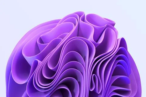 Abstract multilayer background with wavy curved ribbons in shape flower 3d Illustrazione stock