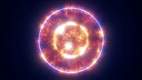 Abstract multilayer energy core with glowing rings and shockwave effect, re.. Stock Illustration