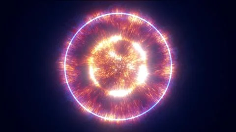 Abstract multilayer energy core with glowing rings and shockwave effect, re.. Stock Illustration