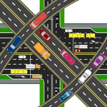 Abstract, multilevel transport hub. The intersections of various roads. Tra.. Stock Illustration