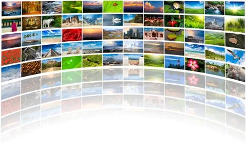 Abstract multimedia background composed of many images with copy Stock Photos
