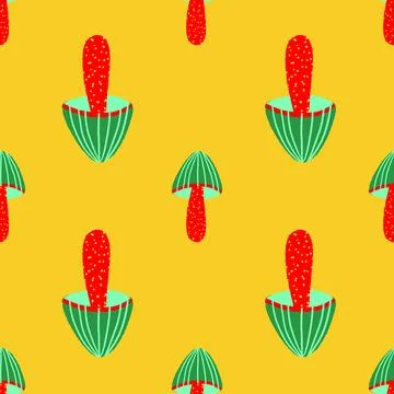 Abstract mushroom seamless vector pattern Illustrazione stock