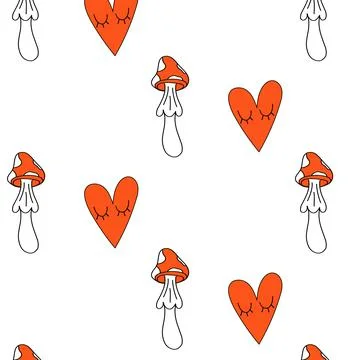Abstract mushrooms 70s retro pattern Illustrazione stock