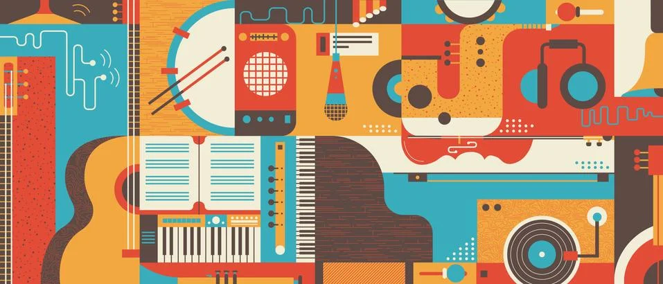 Abstract Music Background flat vector illustration Stock Illustration