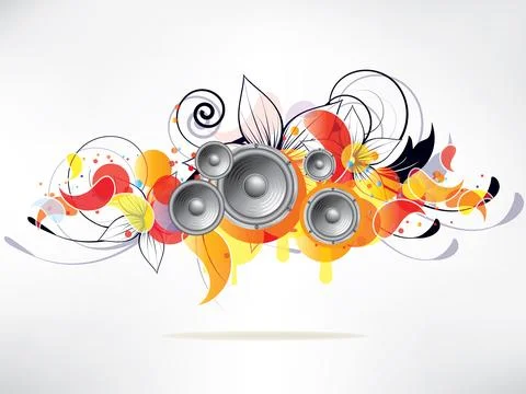Abstract music background with floral elements and swirls 스톡 일러스트