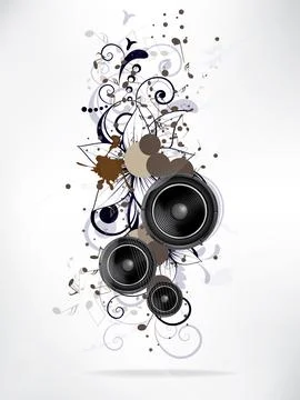 Abstract music background with floral elements and swirls 스톡 일러스트